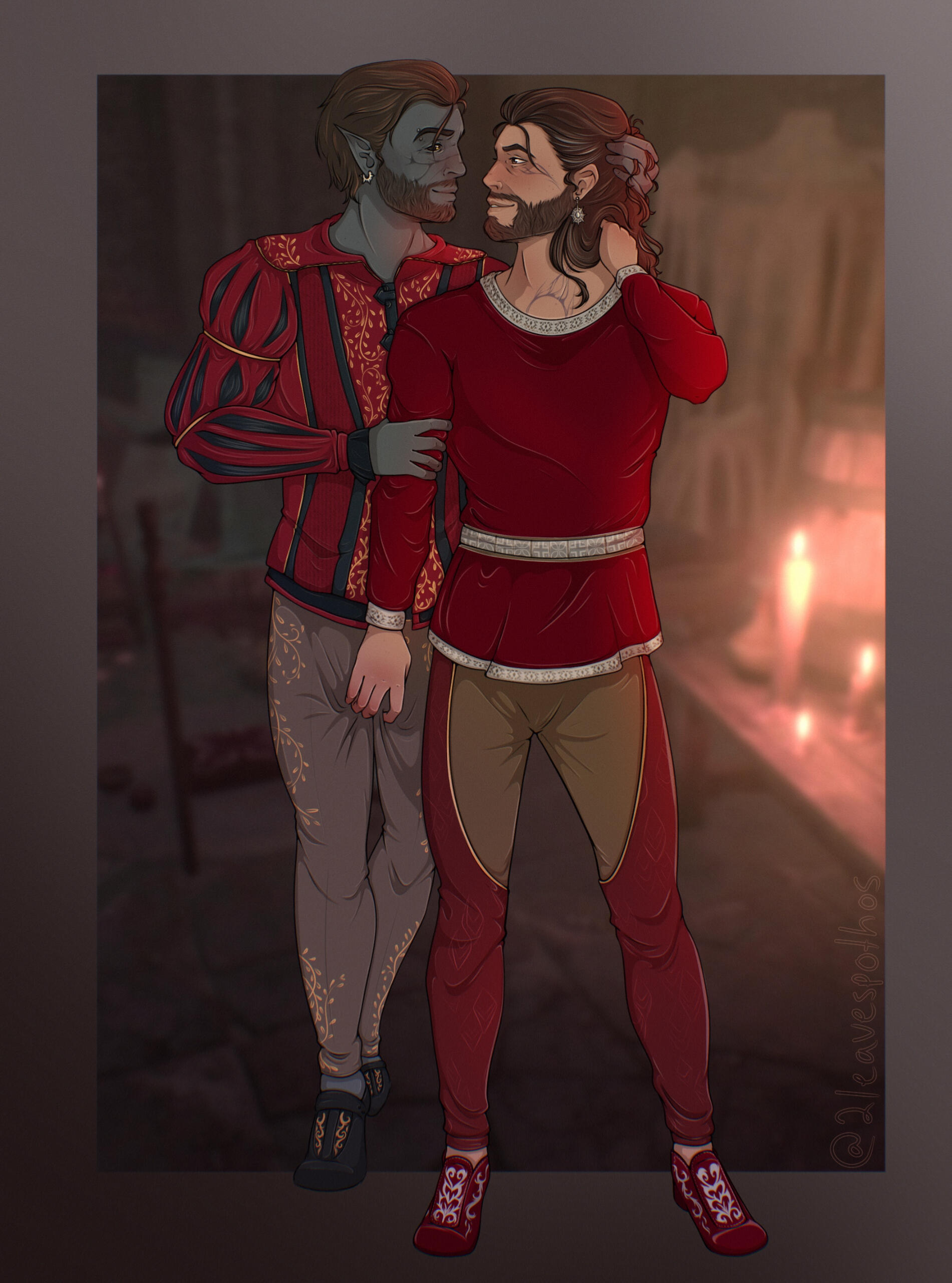 Full body with blurred picture + one character